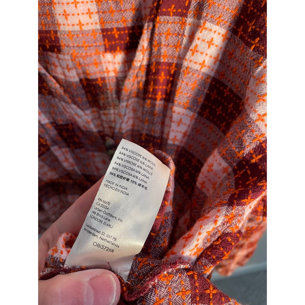 Anthropologie Red & Pink Plaid Peplum Blouse - Picture 10 of 10